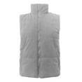 thumbnail image 4 of Rigardu Puffer Vest Women Corduroy Cropped Puffer Vest for Women Lightweight Stand Collar Sleeveless Jackets Zip Up Clothes Fashion 2024 Vest Coats for Women Grey Xxl, 4 of 4