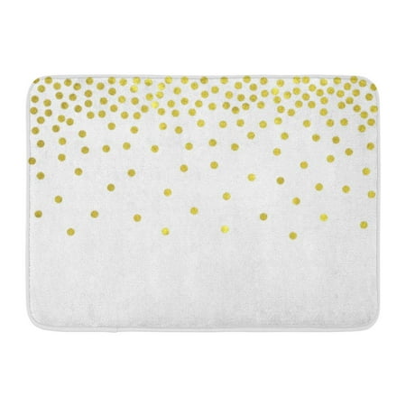 Christmas Bath Confetti SIDONKU Overlay Polka Dot Gold Confetti Border Christmas Shimmer White Golden Doormat Floor Rug Bath Mat 23.6x15.7 inch ()