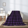 thumbnail image 2 of Sikiie Purple Black Plaid Cozy Flannel Fleece Throw Blanket: Lightweight & Thick for All Seasons - Perfect for Women, Men, & Kids"60"x50", 2 of 6