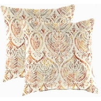 Jordan Manufacturing 20" x 20" Rustique Barley Beige Damask Square Outdoor Throw Pillow with Welt (2 Pack)
