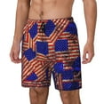 thumbnail image 1 of Balery Vintage USA Flag Bañador para hombre, shorts de playa de secado rápido con entrepierna y forro de compresión-Small, 1 of 6