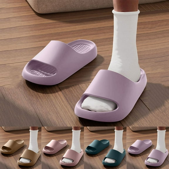 Slides for Women and Men - Bathroom Shower Shoes - Non Slip House Slippers - Lightweight Beach Sandals Size 36-40 Purple