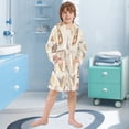 thumbnail image 5 of FORMRS Niños Bathrobe Unisex Hooded Robe Soft Plush Pajamas Sleepwear, Size 2-3T, Beige Watercolor Seashells, 5 of 7