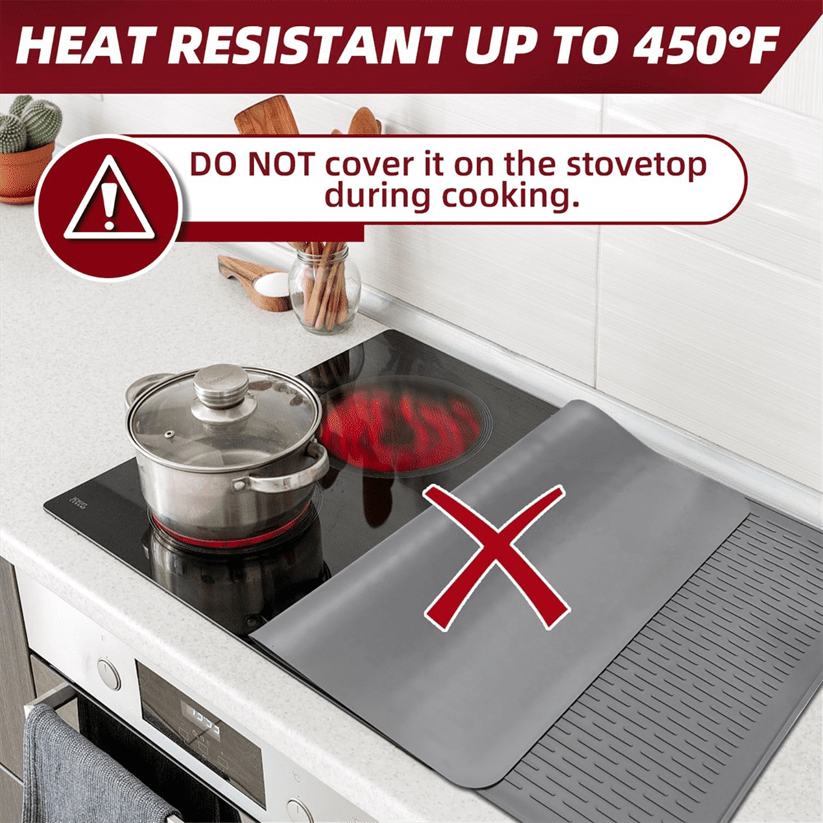 Silicone Electric Stove Cover for , 28x20Inch Glass Top Stove Cover Protector for Electric Stove, Silicone Mat