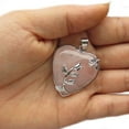 thumbnail image 4 of rygai Women Rose Quartz Alloy Flower Necklace Pendant Heart Inlaid Charm Jewelry-, 4 of 5