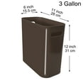 thumbnail image 4 of Youngever 2 Pack 3 Gallon Slim Trash Can, Plastic Garbage Container Bin, Trash Bin with Handles for Home Office, Living Room, Study Room, Kitchen, Bathroom (Brown), 4 of 4