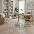 thumbnail image 2 of ODIKA Beige Traditional Symmetrical Botanical Scrollwork Vintage for Home Office, Gaming Room, Under Desk, Non-Slip Chair-Friendly, 2 of 7