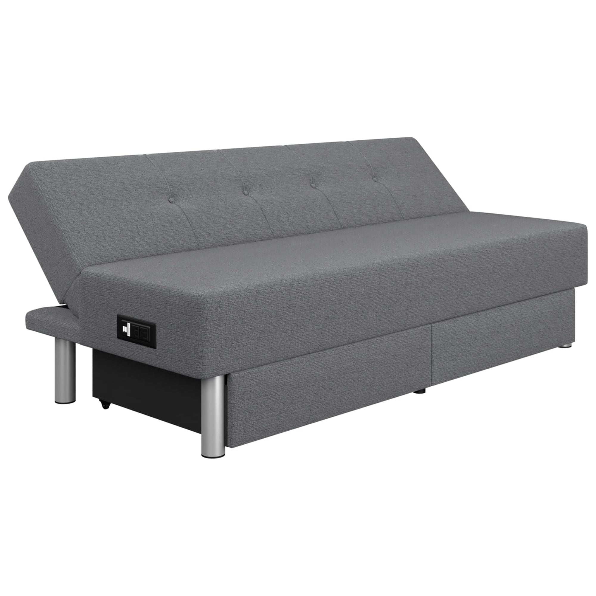 Serta Windsor Futon with Storage and Power, Gray Fabric