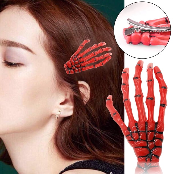 Pinzas para el cabello para mujeres, pinzas para peinar, pinzas para el cabello para niñas, accesorios para el cabello, horquillas con forma de garra, esqueleto de mano, pinzas para el cabello de Hall