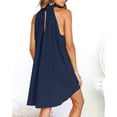 thumbnail image 3 of Jumpingount Vestido de tiras Traje de verano con cuello halter Exquisito Cuello Dulce regalo Elegancia Diseño elegante Ropa de mujer Vestidos Azul marino SG, 3 of 6