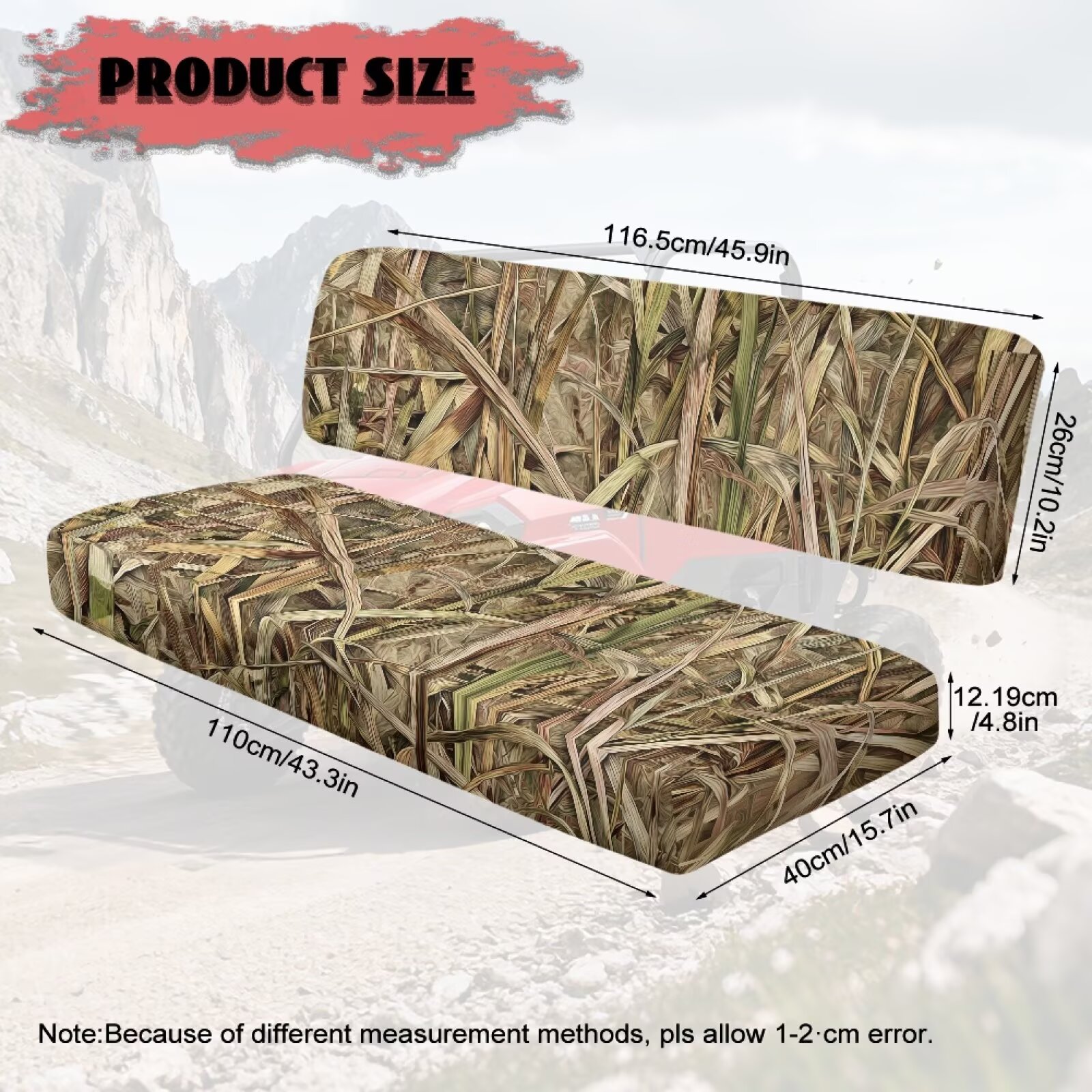 Yuyamidu Duck Hunter Camouflage UTV Seat Cover Anti Slip Mule Bench Seat Cover All-Weather Protection UTV Seat Accessories for Kawasaki Mule 2009-2024 4000 4010/2001-2018 3000 3010