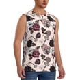 thumbnail image 2 of Fotbe Men's Retro Red Black Roses Print Men's Sleeveless Muscle Tank Tops Casual T-Shirts for Gym Workout Beach-XX-Large, 2 of 8
