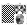 thumbnail image 3 of Black and White Checkered Pattern Bathroom Rugs Sets 3 Piece,Toilet Cover Set,Absorbent Non Slip Bathroom Mats Sets with U-Shaped Contour Rug Toilet Rug Set, 3 of 5