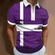 thumbnail image 3 of Gibobby Playera Polo Polos de golf de manga larga para hombre de un cuarto, estilo casual ajustado cuello en V, diseño básico(Morado,XG), 3 of 4