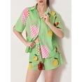 thumbnail image 4 of Michellecmm  Women Summer Set, Fruit Print Short Sleeve Shirt Drawstring Shorts, 4 of 9