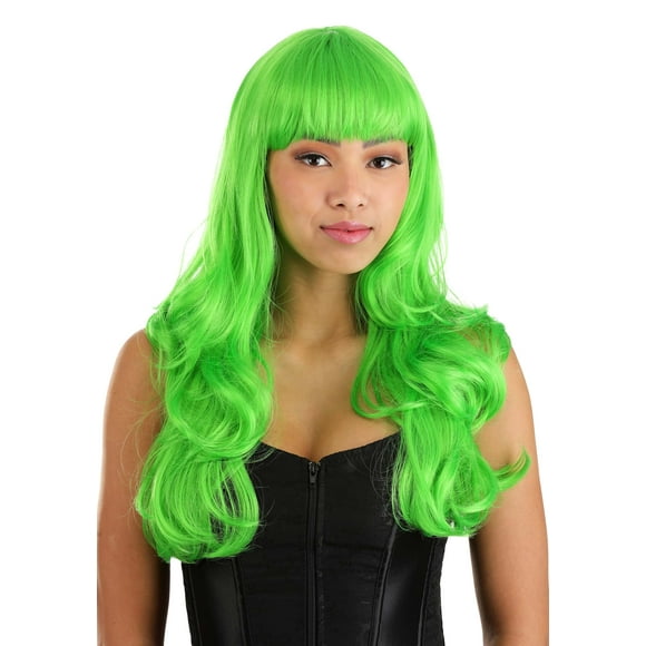 Women's Bright Green Full Wavy Wig