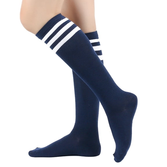 Namzi 1-Pair Knee High Athletic Socks - One Size Fits Most, Knee High Sports Socks for Baseball Football, Soft Cotton-Polyester Spandex Blend Socks,Black Blue White
