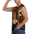 thumbnail image 3 of Lsque Sunflower Butterfly Cow Print Men's Cotton Blend Sleeveless Muscle Shirts (S-3XL)- Moisture Wicking, Odor Protection, UPF 30+,3X-Large, 3 of 8