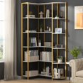 thumbnail image 3 of Gold Corner Shelf – 70.87" Tall 6-Tier Modern Corner Bookcase with Open Display Rack, White Shelving & Gold Metal Frame for Living Room or Home Office, 3 of 9