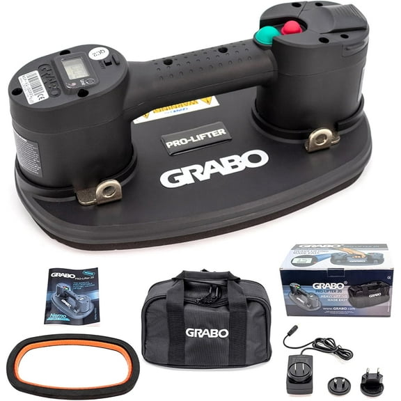 Grabo Pro Lifter 20 Electric Vacuum Suction Cup Lifter with Digital Display Electric Suction Cup Will Monitor Vacuum and Automatically Turn on Pump Again if vacuum falls Grabo Tool 375lbs Max Load