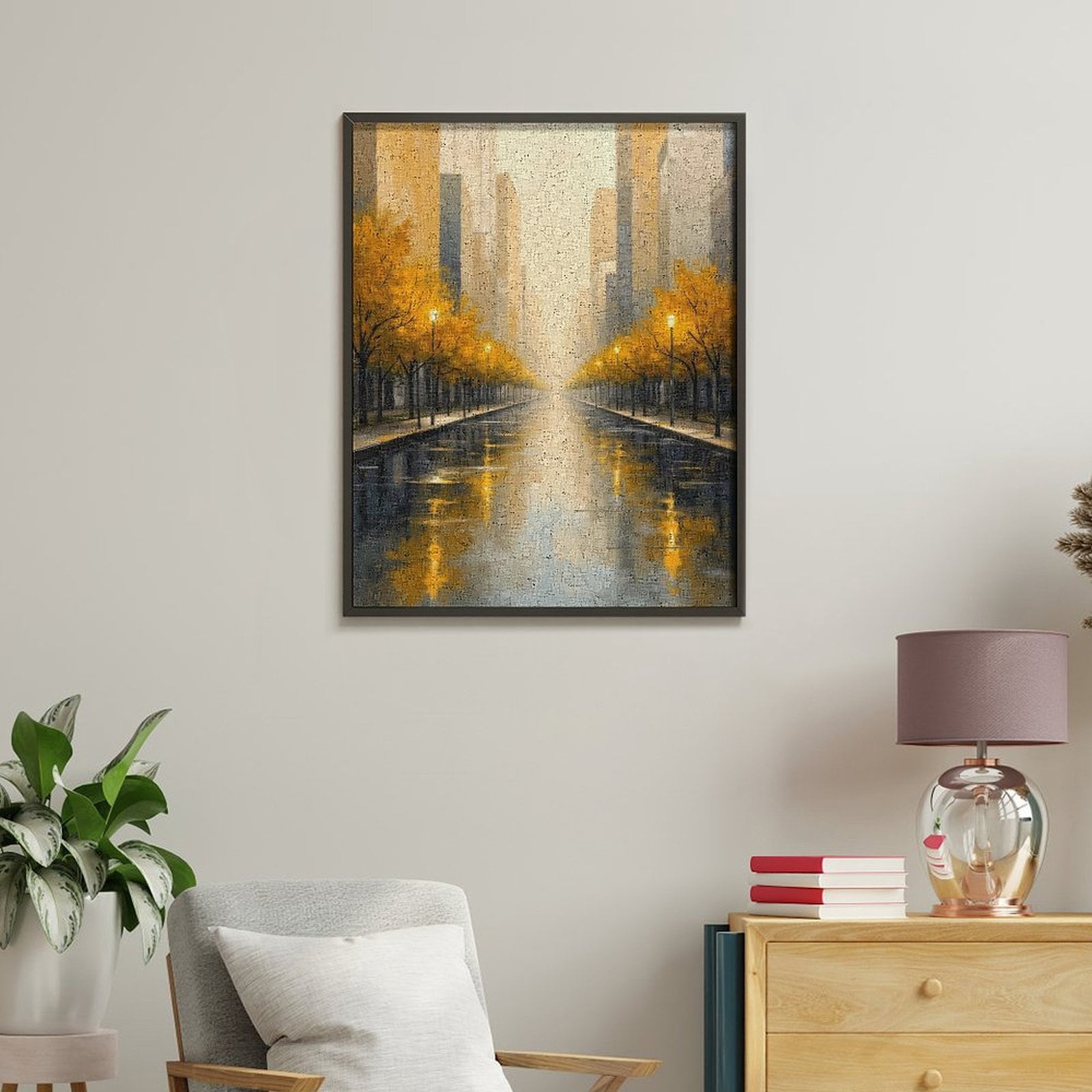 Paint By Numbers Kit for Adults Beginner - City Street Autumn Reflections Art DIY Canvas Painting Kits for Adults, Frameless Paint By Number for Adults for Home Wall Decor 16x20 Inch