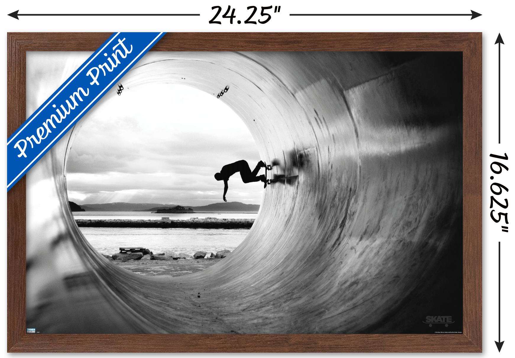 Skateboarding - Tube Wall Poster, 14.725" x 22.375", Framed