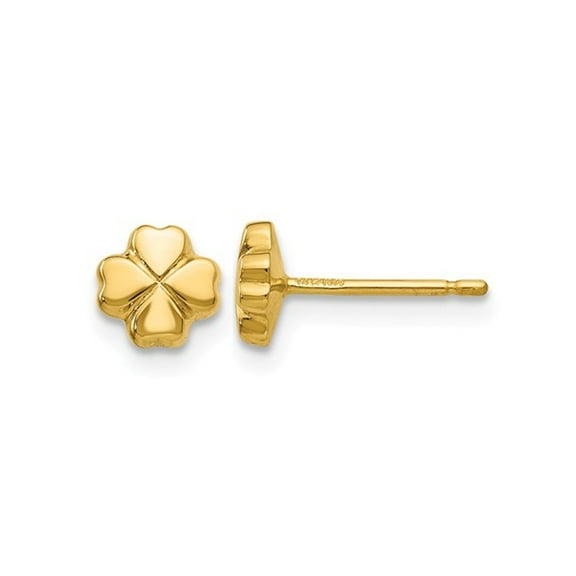 Gem & Harmony 14K Yellow Gold Polished 4-Leaf Clover Post Earrings for Women