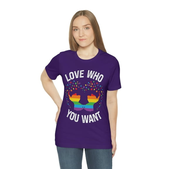 Love Who You Want Gay Pride LGBTQ  Elephant Rainbow Hearts S-3XL