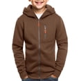 thumbnail image 2 of Gubotare Teen Boys Zip up Hoodies Plain Thick Cargo Hoodie Sweatshirts Youth Kids Fleece Warm Jacket Outwear with Pockets (Coffee, 16-17 Years), 2 of 5