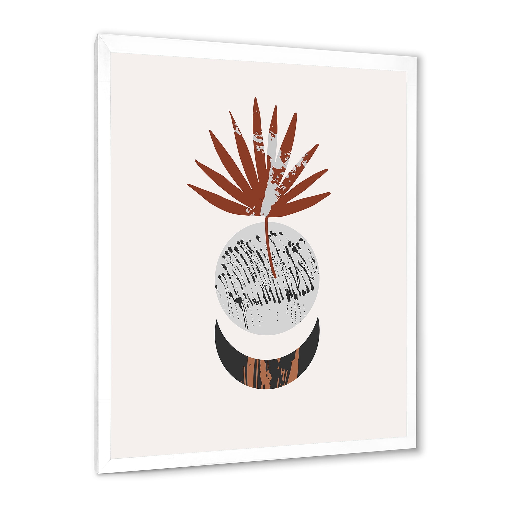 Designart 'Sun and Moon Shapes In Retro Terracotta Tones V' Modern Framed Art Print