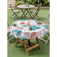 thumbnail image 3 of Outdoor Tablecloth with Umbrella Hole and Zipper, Blue Red Coral Round Table Cloth 60 Inch Waterproof Tablecloth, Coastal Nautical Summer Beach Picnic Table Cover for Patio Camping, 3 of 7