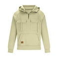 thumbnail image 5 of Feancey Quarter Zip Tactical Hoodies for Men Multi-pocket Vintage Hooded Sweatshirt Outdoor Midweight Winter Pullovers with Drawstring Daily Sales,Beige,L, 5 of 6