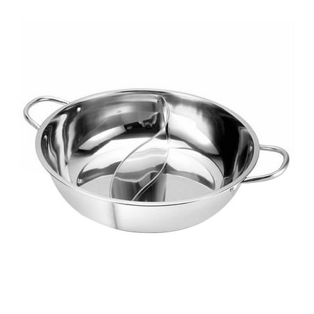 

TureClos 36cm Stainless Steel Hot Pot Shop Fondue Cooker Cookware Two-flavor Double Ears Cooking Accessories