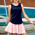 thumbnail image 5 of KHONTS Girls Summer Workout Tank Tops Ruffle Sleeveless Racerback Crewneck Casual Loose Activewear Navy 150, 5 of 7