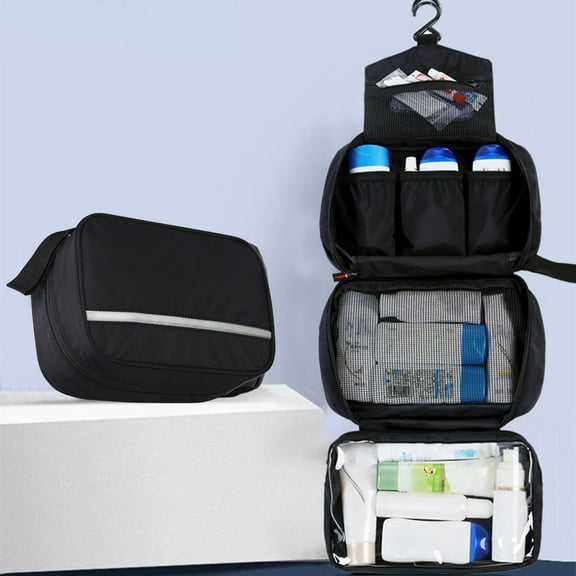 HOZVOMI Portable Hanging Toiletry Bag for Men & Women - 3-in-1 Nylon Travel Organizer with Dry & Wet Separation, Foldable Storage for Bathroom, Home, Vacation, Gym (Multicolor)