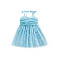 thumbnail image 2 of Txlixc, vestido de princesa para niñas pequeñas, vestido de tirantes sin mangas con estampado de margaritas, vestido informal de verano con tirantes finos y tutú de malla Txlixc  Moda, 2 of 8