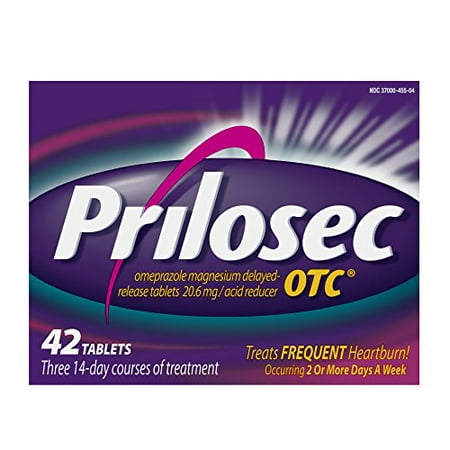2 Pack Prilosec OTC Frequent Heartburn Medicine and Acid Reducer Tablets 42