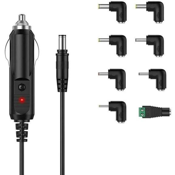 FOR DC 12V 2A Car Uni l Power Cord 5.5x2.1mm to with 8 Connector for DVD Player, BT Speake