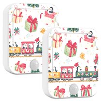 Yayeee 2-Pack Plug in LED Night Lights with Light Sensors Motion Detectors, Christmas Penguin