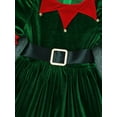 thumbnail image 5 of Miutii Girls Elf Christmas Clothes Santa Claus Ruffled Sleeves Velvet Dress with Hat Belt Fancy Dress Up Green 2-3, 5 of 7