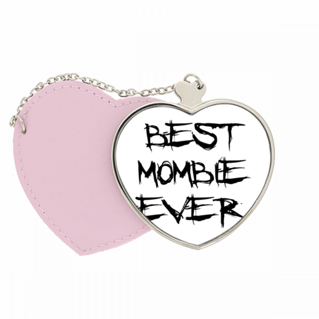 Mejor mombie nunca palabras familia bendiga Bolsa de viaje Mirror maquillaje corazón rosa