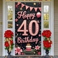 thumbnail image 3 of Pink Theme Happy 40th Birthday Banner Glitter Design 40th Birthday Display Floral Decor Balloon Birthday Celebration Backdrop for 40th Birthday Party Women's Birthday Indoor Celebration, 3 of 9
