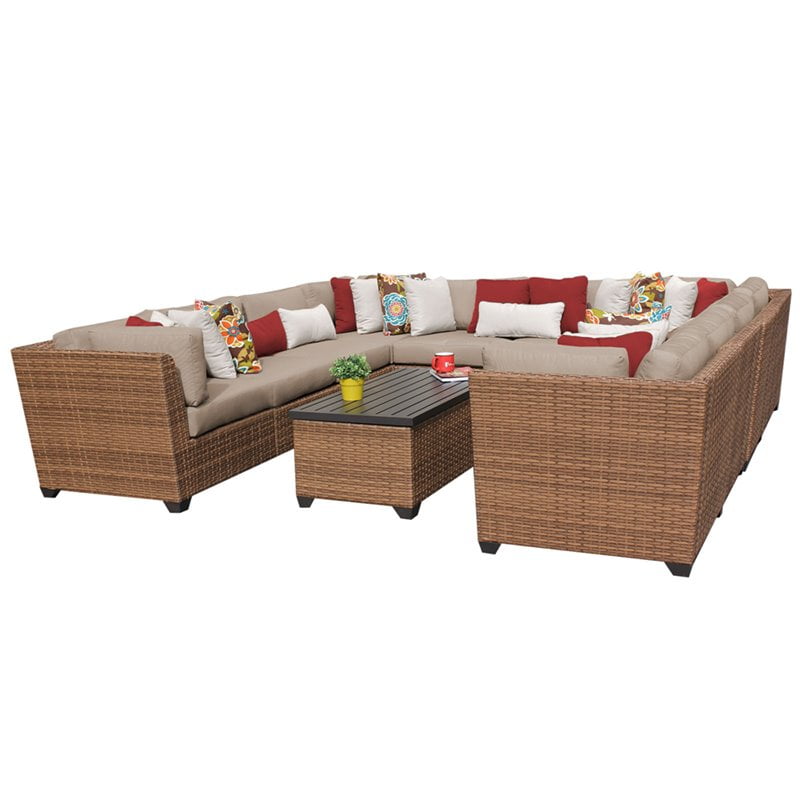 Tk Classic Laguna 11 Piece Wicker Patio Sectional Set In Tan And Brown Walmart Com Walmart Com