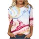 thumbnail image 1 of Camiseta estampada a la moda para mujer, blusa de manga 3/4 de longitud media, cuello redondo, camisetas informales Pompotops  FGAJ3330, 1 of 5