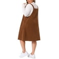 thumbnail image 4 of Agnes Orinda Women's Plus Size Pleated Adjustable Straps Casual Jumper Overall Corduroy Pinafore Suspender Dresses with Pockets 3X Brown, 4 of 7