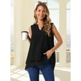 thumbnail image 3 of DARING DIVA Women's Chiffon V Neck Sleeveless Double Layer Tank Top XL Black, 3 of 8