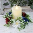 thumbnail image 7 of 4th of July Candle Rings Artificial Flower Wreath Red Blue White Patriotic Candle Holder 9.84" Tables Centerpieces Home Farmhouse Decor for Independence Day Memorial Day, 7 of 7