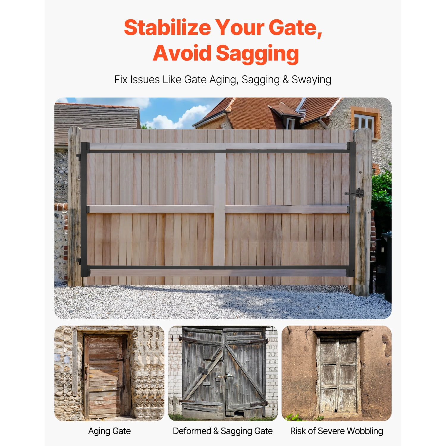KFFKFF Gate Construction Set, Suitable for 60 to 96 in Broad Passages, Rises from 4 to 5 ft Tall Barrier, Modifiable Gate Construction Set, Sag-Resistant Complete Gate Frame Set with Latch Lock