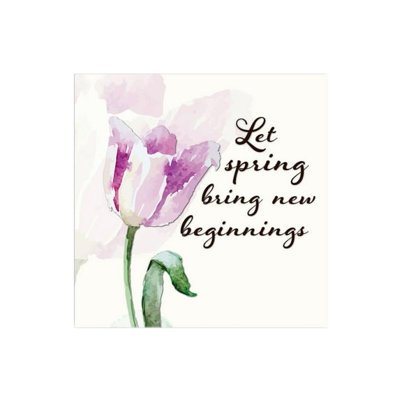 Spring New Beginning Blush Purple Floral 12 x 12 Wood Wall Sign Plaque