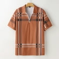 thumbnail image 4 of MQLKF Mens Printed Checked Striped Shirt Zipper Sport Shirt Short Sleeve Top Stylish Comfortable Breathable Handsome Men's Polo Shirt, 4 of 6